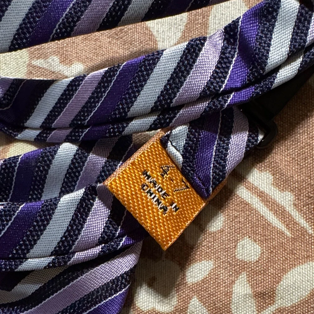 Junior Kids Purple Striped Bow Tie